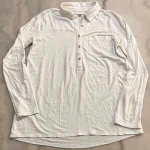 J. Jill White Long Sleeve Button Up Shirt Tunic Top optional 3/4 Sleeve